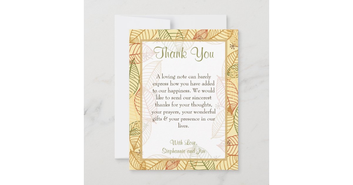4x5 FLAT Thank You Card Fall Leaves | Zazzle