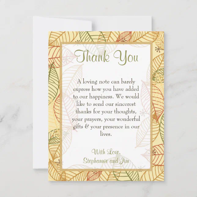 4x5 FLAT Thank You Card Fall Leaves | Zazzle