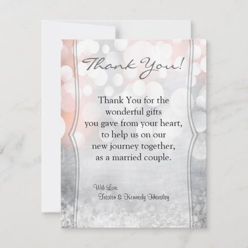 4x5 FLAT Thank You Card Glitz Pink Sparkles