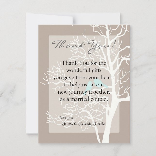 4x5 FLAT Thank You Card Grey Tree & Birds (Front)
