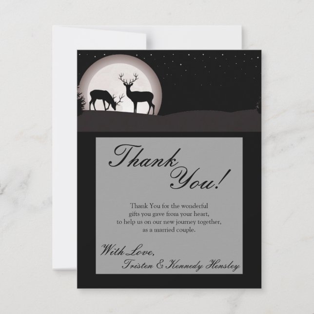 4x5 FLAT Thank You Card Hunters Moon Deer Buck Doe (Front)