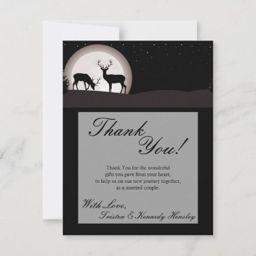 4x5 FLAT Thank You Card Hunters Moon Deer Buck Doe