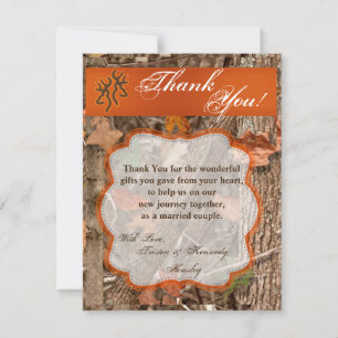 4x5 FLAT Thank You Card Hunting Couple Deer Doe Bu