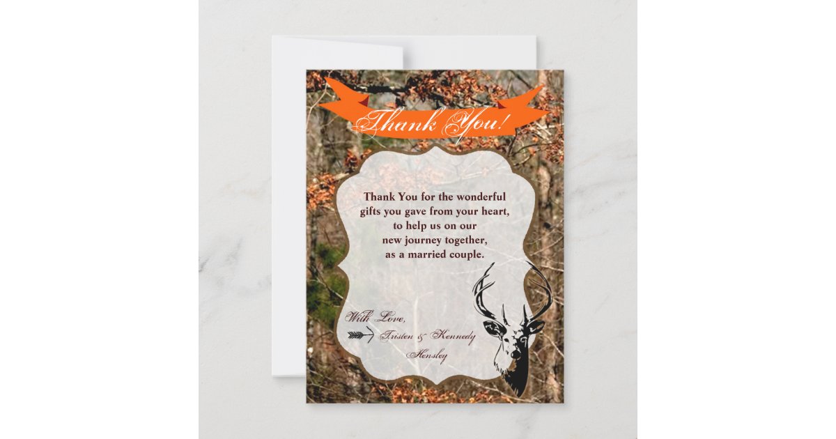 4x5 FLAT Thank You Card Hunting Deer Buck Head Cam | Zazzle