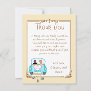 4x5 FLAT Thank You Card Just got Married Couple