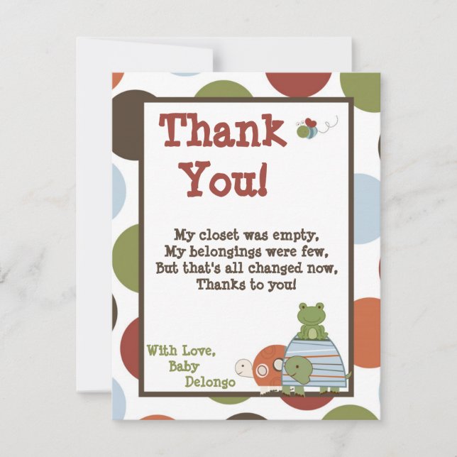 4x5 FLAT Thank You Card Laguna Beach Turtle Frog (Front)