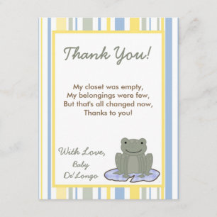 4x5 FLAT Thank you Card Leap Frog Turtle Bee