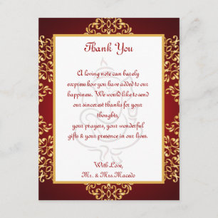 4x5 FLAT Thank You Card Lord Ganesha/Hindu Red Spi
