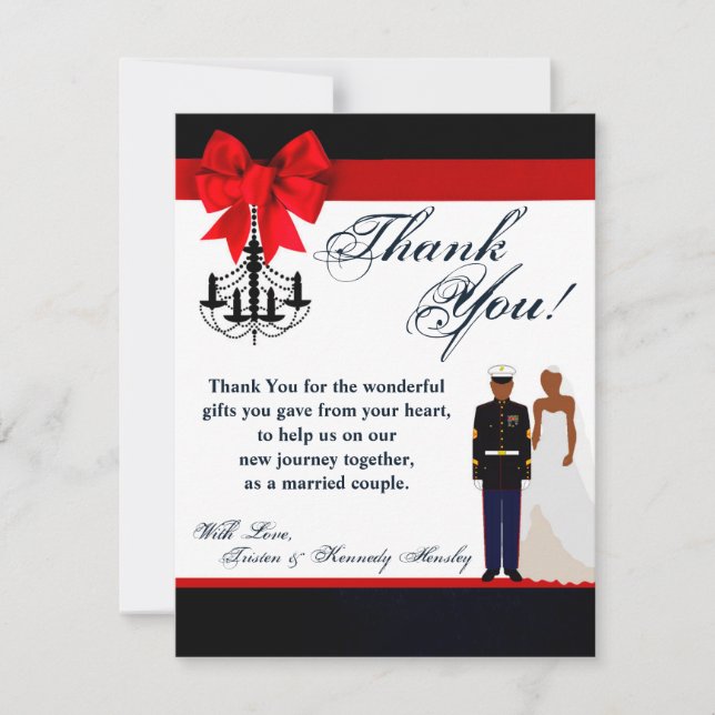 4x5 FLAT Thank You Card Marine African Ame Uniform (Front)