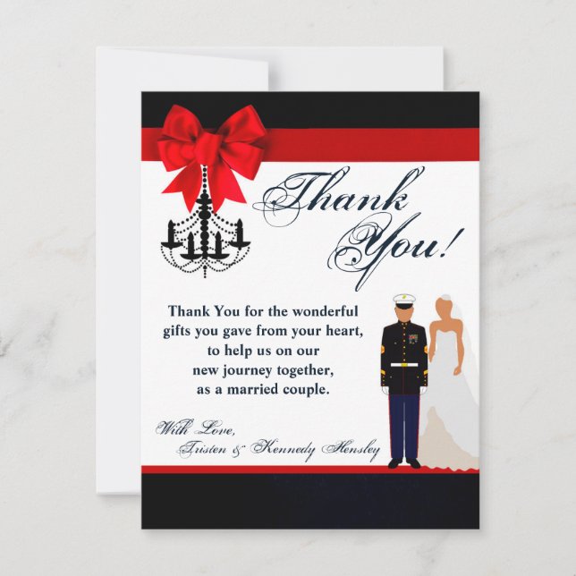 4x5 FLAT Thank You Card Marine Hispanic Uniform (Front)