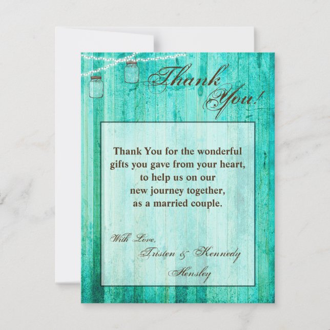 4x5 FLAT Thank You Card Mason Jar String Lights (Front)