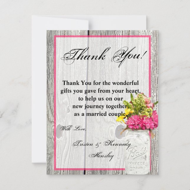 4x5 FLAT Thank You Card Mason Jar with Wildflowers (Front)