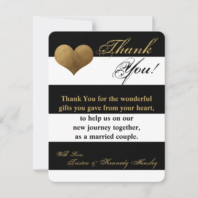 4x5 FLAT Thank You Card Modern Stripe Black White (Front)
