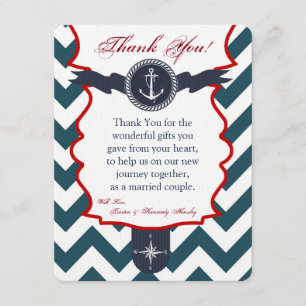 4x5 FLAT Thank You Card Nautical Anchor Compass