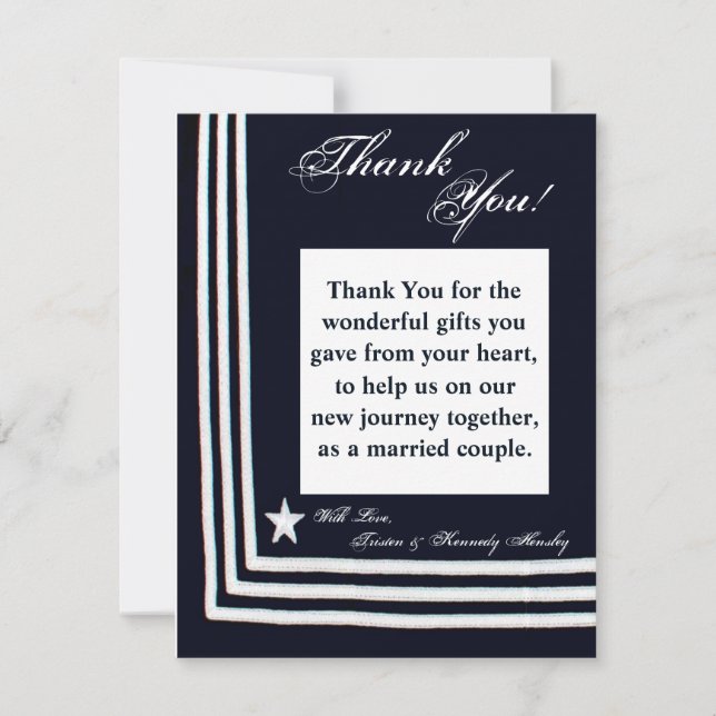 4x5 FLAT Thank You Card Navy Summer Dress Blues (Front)