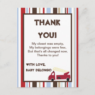 4x5 FLAT Thank You Card Nojo Fire Engine