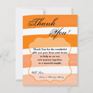 4x5 FLAT Thank You Card Ombre Stripe Orange Line