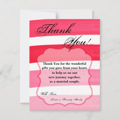 4x5 FLAT Thank You Card Ombre Stripe Pink Line Fad