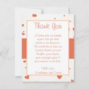 4x5 FLAT Thank You Card Penguin Love/Hearts Peach