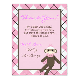 Sock Monkey Thank You Cards | Zazzle