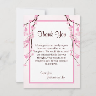 4x5 FLAT Thank You Card Pink Cherry Blossom