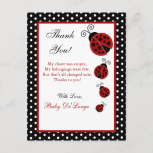 4x5 FLAT Thank you Card Red Ladybug