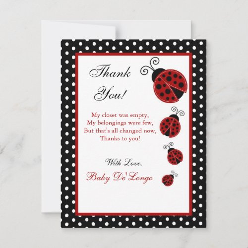 4x5 FLAT Thank you Card Red Ladybug