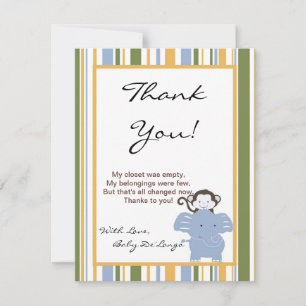 4x5 FLAT Thank You Card Safari Friends