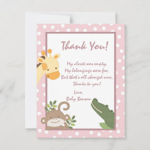 4x5 FLAT Thank you Card Safari P Jungle Animals