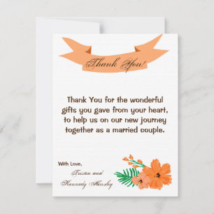 4x5 FLAT Thank You Card Spring Hibiscus Flower