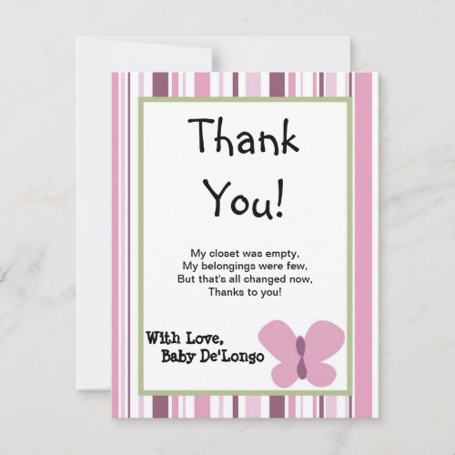 4x5 FLAT Thank You Card Sugar Plum Personalized Invite