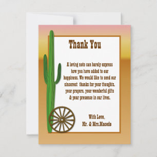 4x5 FLAT Thank You Card Wagon Wheel/Horse Shoe Sun