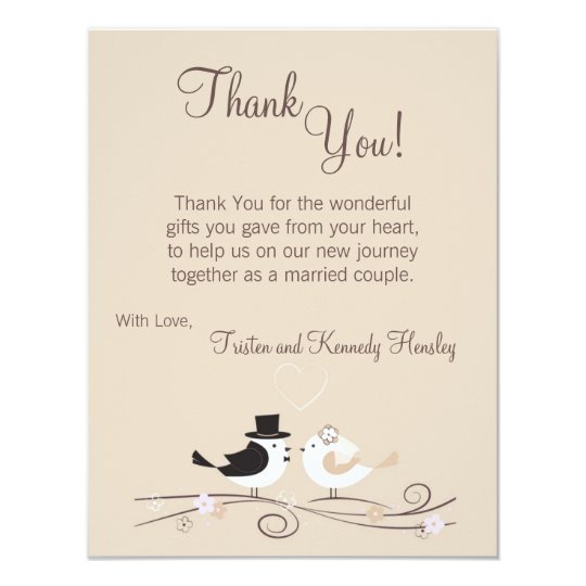 4x5 FLAT Thank You Card Wedding Birds Bride Groom | Zazzle.com