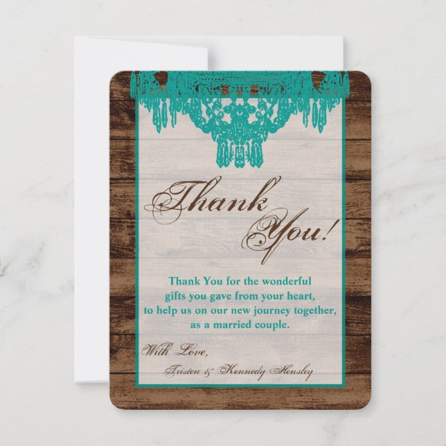 4x5 FLAT Thank You Card Western Rustic Chandelier (Front)
