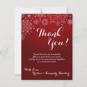 4x5 FLAT Thank You Card Winter Snowflakes Snow Ice