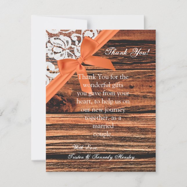 4x5 FLAT Thank You Card Wooden & Lace (Front)