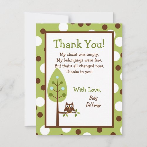 4x5 FLAT Thank you Card Woodland Friends Bunny