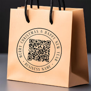 4X5 Merry Christmas & Happy New Year QR Code Rubber Stamp