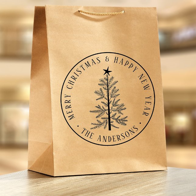 4X5 Merry Christmas & Happy New Year Rustic Rubber Stamp (Creator Uploaded)