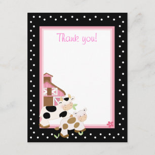 4x5 Pink Farm Baby Moo Cow Matte Flat Thank you