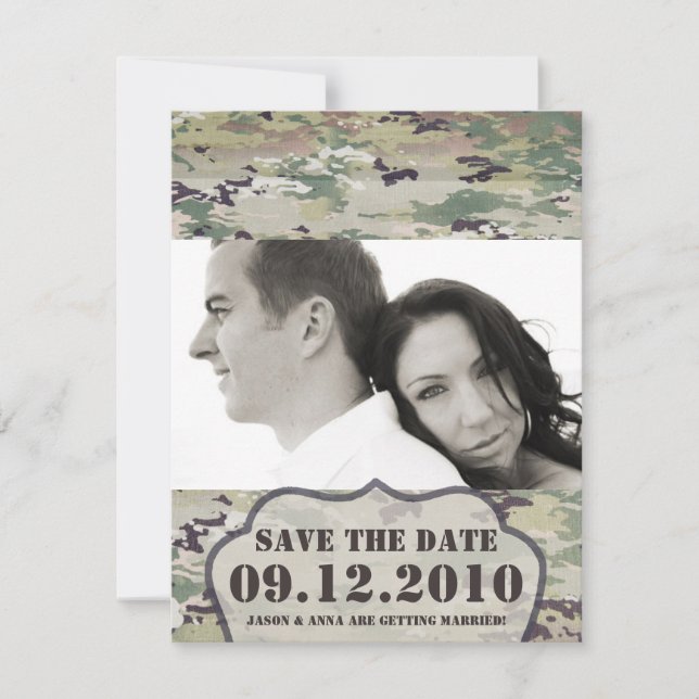 4x5 Save the Date Card Army OCP Camo Uniform Camof (Front)