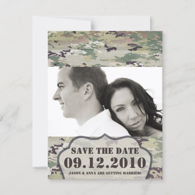 4x5 Save the Date Card Army OCP Camo Uniform Camof (Front)