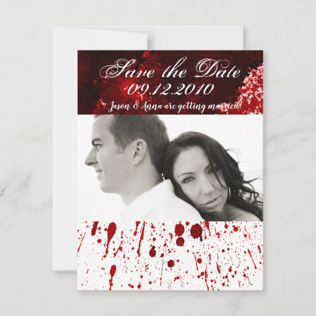 4x5 Save the Date Card Blood Splatter Vampire Goth (Front)