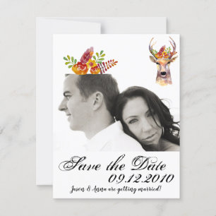4x5 Save the Date Card boho deer Buck Head Brownin