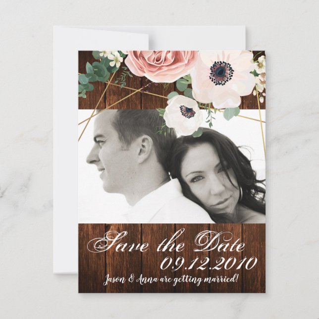 4x5 Save the Date Card Geometric Garden Rose Barn (Front)