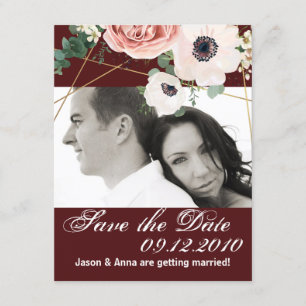 4x5 Save the Date Card Geometric Garden Wine Burgu