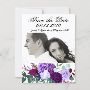 4x5 Save the Date Card Lavender Hibiscus on Whit
