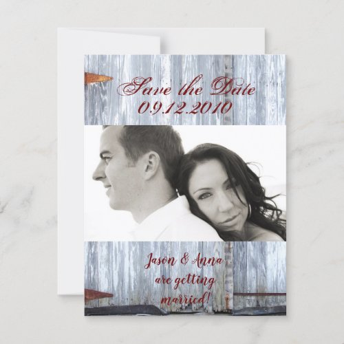 4x5 Save the Date Card White Wash Wood Barn Door C