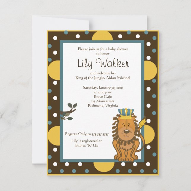 4x5 size King of the Jungle Brown/Orange dot Invitation (Front)