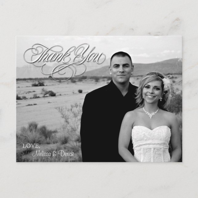 4x5 Typography Thank You Photo Portrait Post Card (Front)
